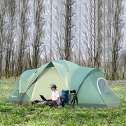 Tenda de Campismo para 5-6 Pessoas Impermeável + Anti UV com Bolsa de Transporte e Gancho para Luz 455x230x180cm Verde