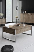 Mesa de Centro Luxe – Nogueira e Prata – 90x60x40 cm