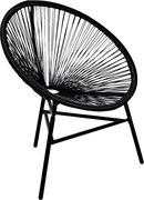 vidaXL Cadeira lua para jardim em vime PE preto