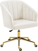 HOMCOM Cadeira de Escritório com Rodas Assento Acolchoado de Veludo Largura Ajustável Espuma de Alta Resiliência 61x60x83,5-92,5 cm Creme | Aosom Portugal