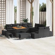 vidaXL Sofá de Jardim Modular de 13 Peças com Almofadas Pretas em Rattan Sintético