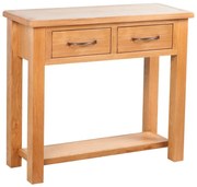 vidaXL Mesa consola com 2 gavetas 83x30x73 cm madeira carvalho maciça