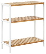 Prateleira de armazenamento de bambu SONGMICS, sapateira de 3 níveis para plantas, multiuso, para entrada, banheiro, sala de estar, varanda, cozinha, natural e branco BCB33WN