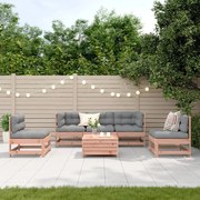 6 pcs conj. lounge jardim c/ almofadões madeira douglas maciça