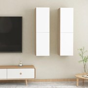 vidaXL Móveis de TV 2pcs derivados de madeira branco e carvalho sonoma