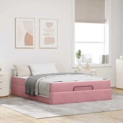 vidaXL Estrutura de cama com colchão com colchão 2 pcs Rosa Veludo
