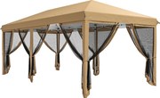 Outsunny Tenda para Festas 6x3 m Tenda de Jardim com 6 Mosquiteiros Bolsa de Transporte e Estrutura de Aço para Campismo Festas Bege | Aosom Portugal