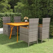 vidaXL 5 pcs conjunto de jantar para jardim cinzento