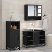 vidaXL Conjunto de Móveis para Banheiro com porta 3 pcs Carvalho Preto