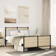 vidaXL Estrutura de cama sem colchão 120x200 cm metal carvalho sonoma