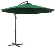 Outsunny Chapéu de Sol de Jardim Ø295x245cm Chapéu de Sol Excêntrico Inclinável com Manivela Base Cruzada Suporte de Aço Verde