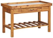 vidaXL Bancada para jardim tampo em zinco madeira acácia maciça