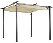 Outsunny Pérgola para Jardim 3x3m com Telhado Retrátil Tecido de Poliéster Resistente à Água e UV | Aosom Portugal