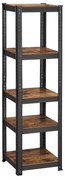 Estante SONGMICS, 37 x 37 x 150 cm, capacidade de carga de 400 kg (80 kg por prateleira), industrial, prateleiras de armazenamento ajustáveis, para sala de estar, cozinha, garagem, marrom rústico e preto GLR037B01