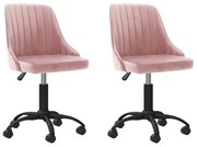 Cadeiras de jantar giratórias 2 pcs veludo rosa