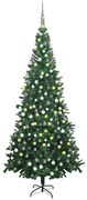vidaXL Árvore Natal artificial pré-iluminada c/ bolas verde