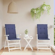 vidaXL Almofadões cadeira encosto alto 2pcs tecido azul-marinho