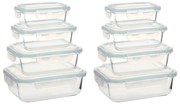 vidaXL Recipientes para alimentos 8 pcs vidro