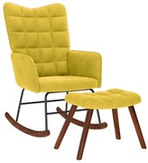 Cadeira de baloiçar com banco veludo amarelo