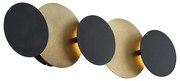 Candeeiro de Parede Moderno Preto com Dourado incl. LED 3 Níveis de Dimmerizável 5-Luzes - Sunrise 3 Moderno