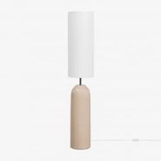Candeeiro De Pé Em Cerâmica E Linho Macarena Beige Creme - Sklum