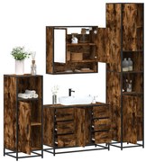 vidaXL 4pcs conjunto de móveis WC derivados de madeira carvalho fumado