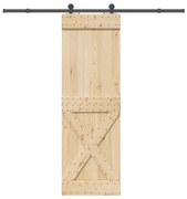 vidaXL Porta de correr com ferragens 70x210 cm madeira de pinho maciça