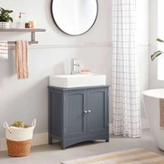 Armário de casa de banho para lavatório (não incluído) com 2 portas 60 x 30 x 60 cm Cinzento