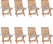 vidaXL Cadeiras de jardim dobráveis c/ almofadões 8 pcs teca maciça