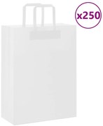 vidaXL Sacos de papel 250 unid com alças branco 26x12x35 cm