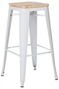 Banqueta Lix 75cm De Altura Em Aço E Madeira Branco & Madeira Natural - Sklum