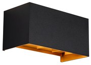 Candeeiro de parede exterior preto com dourado incl. LED 4 luzes IP54 - Edwin Moderno