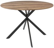 HOMCOM Mesa de Refeição Redonda para 4 Pessoas Mesa de Cozinha Industrial com Estrutura de Aço Ø120x75 cm Marrom | Aosom Portugal