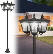 Outsunny Candeeiro Solar de Jardim com 3 Luzes LED Impermeável IP44 Sensor de Noite Candeeiro de Exterior 51,5x47x182,5cm Preto | Aosom Portugal