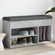 vidaXL Banco sapateira 82x32x45,5cm derivados madeira cinzento cimento