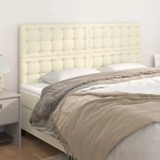 vidaXL Cabeceira Creme 160x5x118/128 cm Couro Sintético