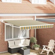 vidaXL Toldo Retrátil Manual Verde e Amarelo 300x250 cm