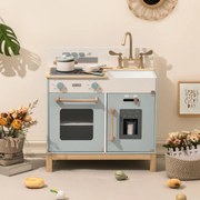 Cozinha de madeira Brincar infantil Montessori 58 x 29 x 62 cm Azul