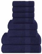 vidaXL 8pcs Conjunto toalha 360 gsm 100% algodão azul-marinho