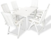 Conjunto de jantar de exterior 7 pcs plástico branco