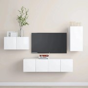 4 pcs conjunto de móveis de TV contraplacado branco