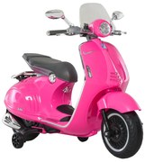 HOMCOM Mota Elétrica Vespa com Faróis Música 2 Rodas Auxiliares para C