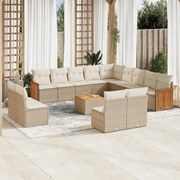vidaXL 14 pcs conjunto de sofás p/ jardim com almofadões vime PE bege
