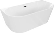 Mexen Oval banheira oval freestanding encostada à parede 170 x 80 cm, branca, com transbordo preto - 52671708000-70