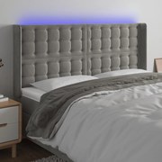 vidaXL Cabeceira cama c/ luzes LED veludo 183x16x118/128cm cinza-claro