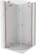 Mexen Mist cabine de duche semicircular com porta de batente 90 x 90 cm, transparente, cobre escovado - 8A33-090-090-65-00