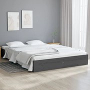 Estrutura de cama 140x190 cm madeira maciça cinzento