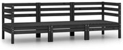 3 pcs conjunto lounge de jardim pinho maciço preto