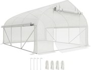Outsunny Estufa túnel de jardim 10,4 m² estufa de jardim anti-UV porta enrolável com zíper janelas com tela 350 x 300 x 200 cm branco | Aosom Portugal