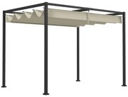 Pérgola de Jardim com Teto Retrátil – Élégance Crème – Creme e Cinza –